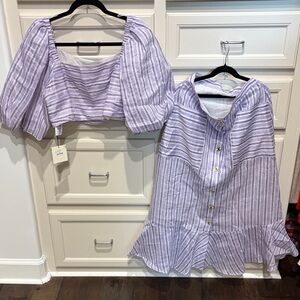 Sandro Lavender & White Striped Two-Piece Dress Set